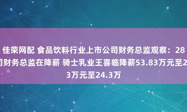 佳荣网配 食品饮料行业上市公司财务总监观察：28家公司财务总监在降薪 骑士乳业王喜临降薪53.83万元至24.3万
