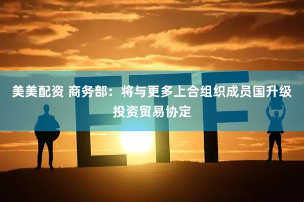 美美配资 商务部：将与更多上合组织成员国升级投资贸易协定